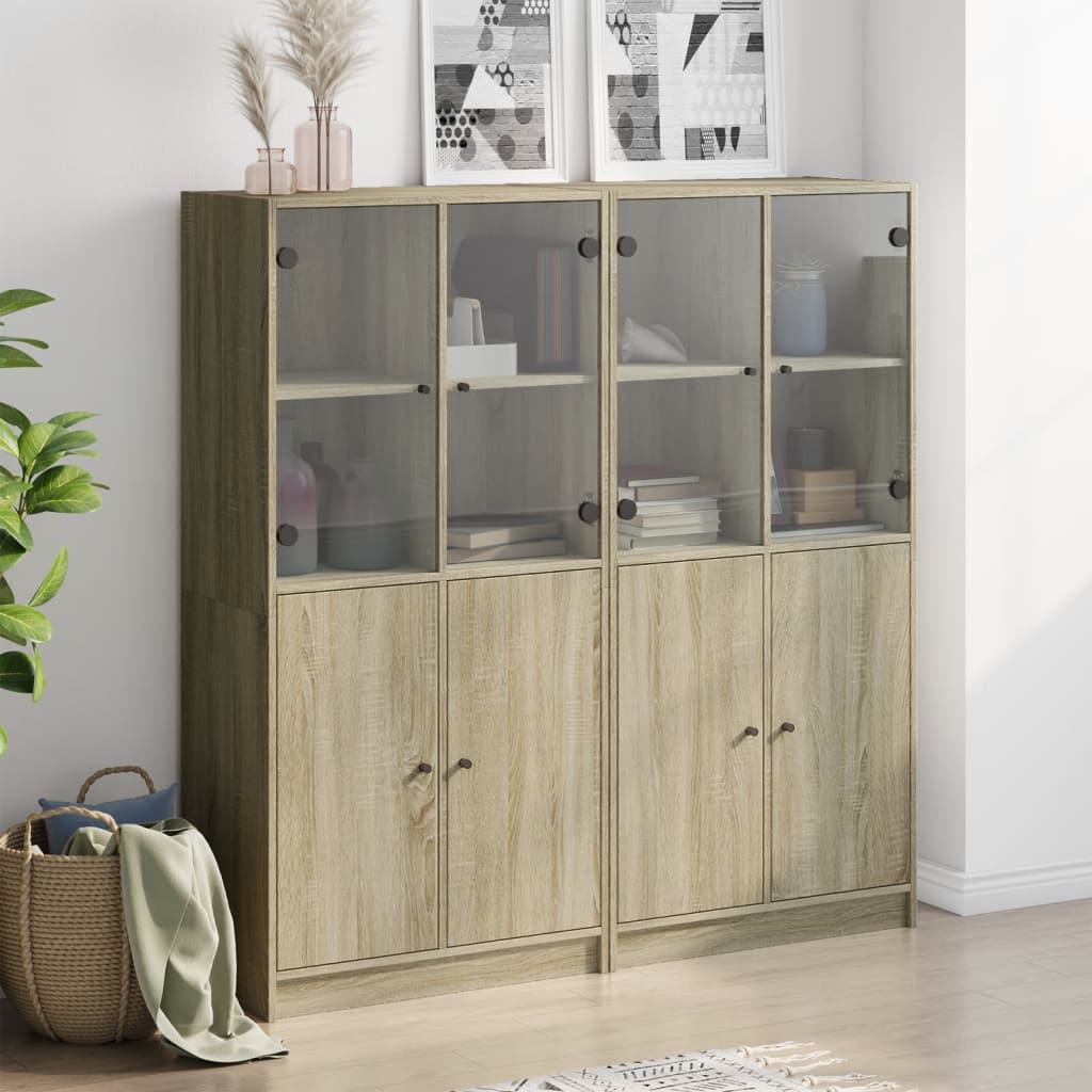 Thumbnail - vidaXL Bücherschrank mit Türen Sonoma-Eiche 136x37x142cm Holzwerkstoff