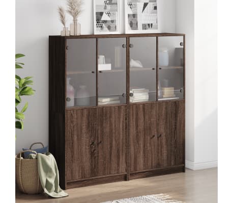 vidaXL Boekenkast met deuren 136x37x142 cm hout bruin eikenkleur