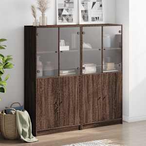 vidaXL Boekenkast met deuren 136x37x142 cm hout bruin eikenkleur