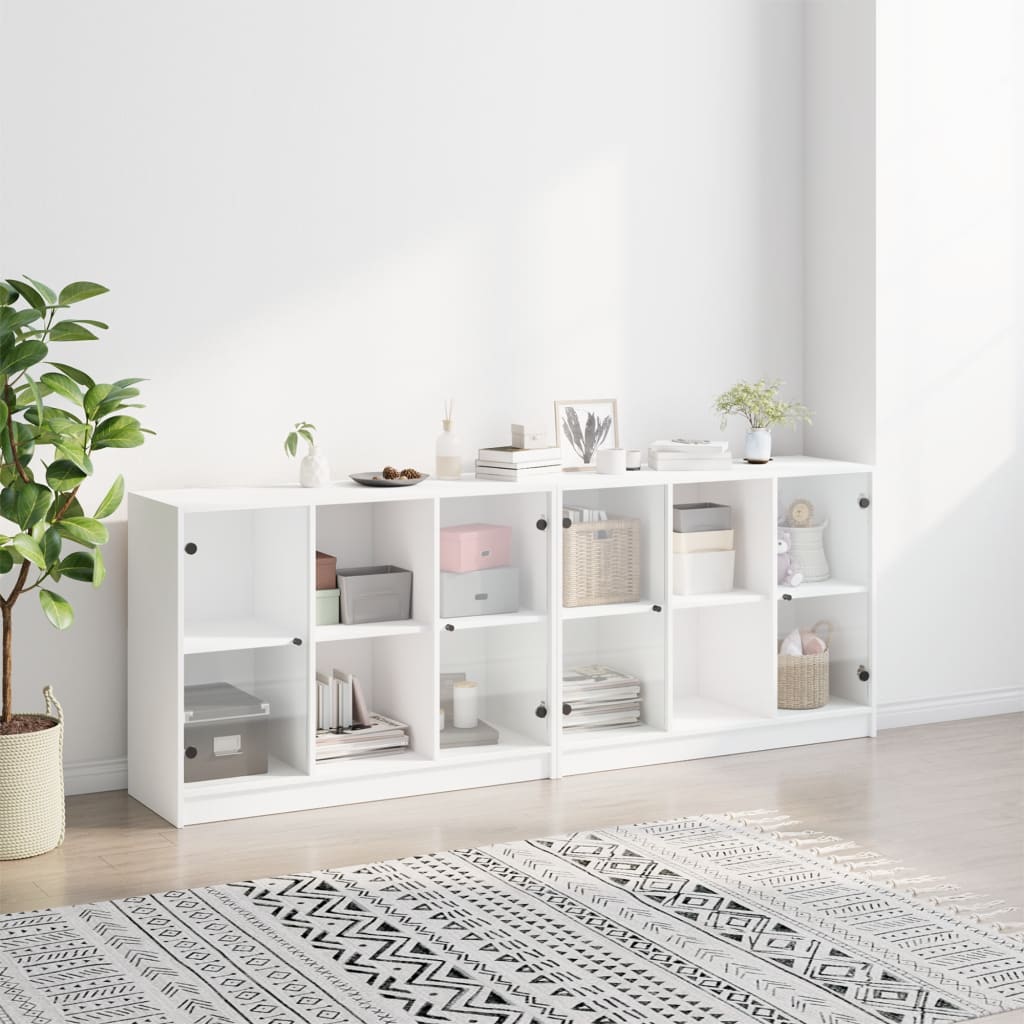 vidaXL Boekenkast met deuren 204x37x75 cm bewerkt hout wit afbeelding