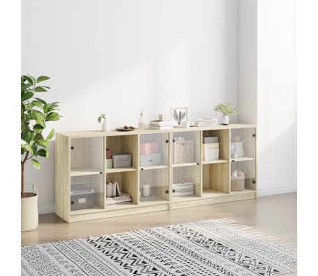 vidaXL Biblioth&egrave;que avec portes ch&ecirc;ne sonoma 204x37x75 cm