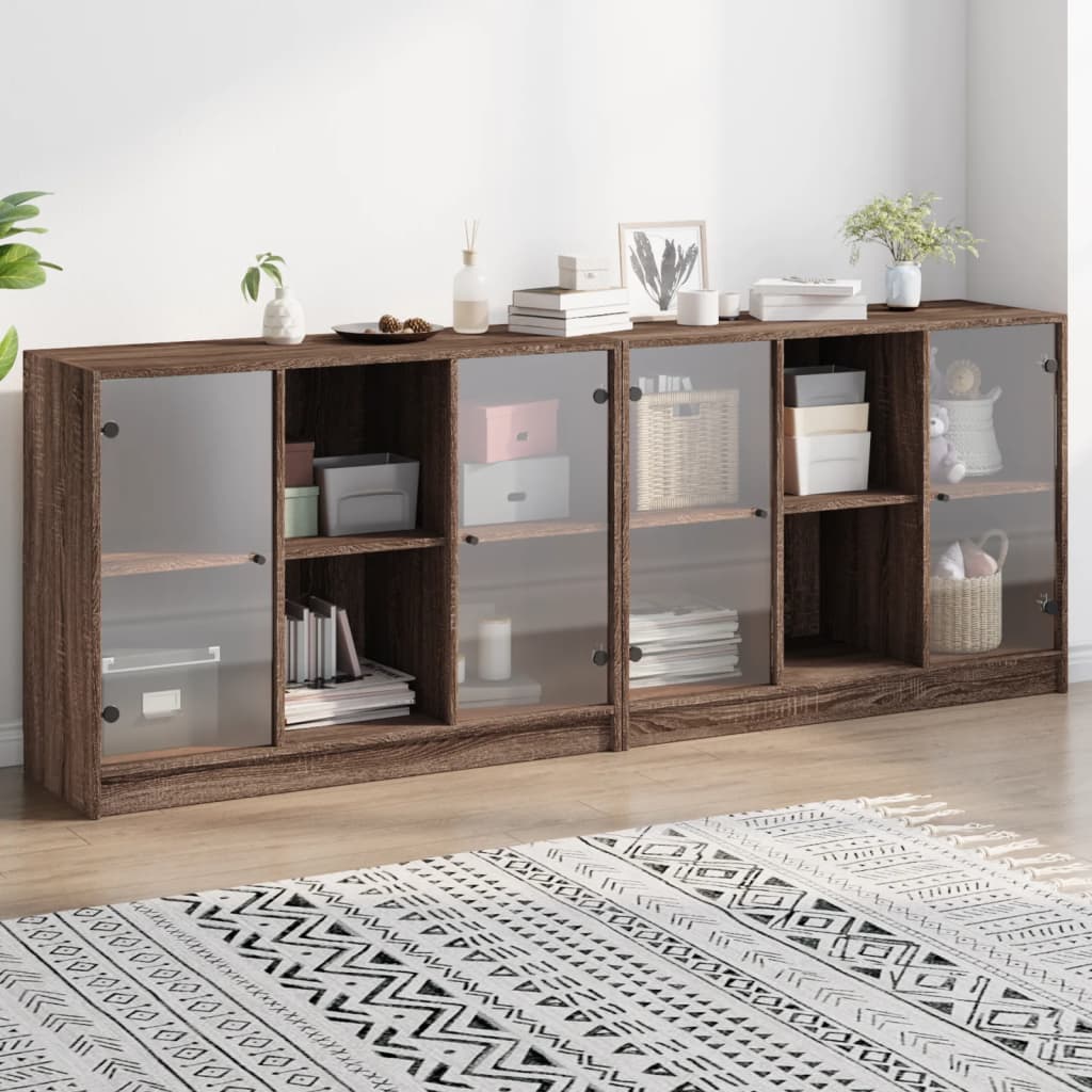 vidaXL Bücherschrank mit Türen Braun Eichen-Optik 204x37x75 cm