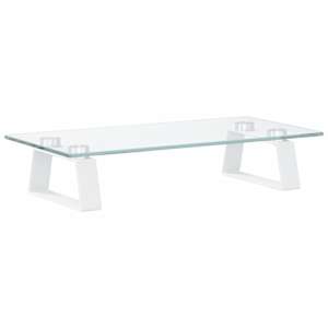 vidaXL monitorialus, valge, 40 x 20 x 8 cm, karastatud klaas ja metall