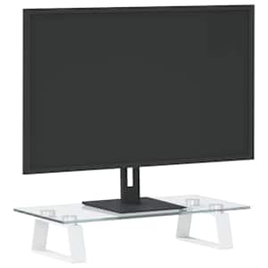 Stojan na monitor bílý 40 x 20 x 8 cm tvrzené sklo a kov - obrázek 3