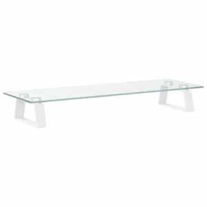 Stojan na monitor bílý 60 x 20 x 8 cm tvrzené sklo a kov - obrázek 2