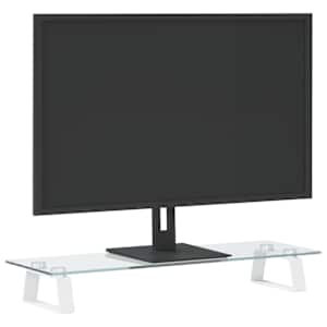 Stojan na monitor bílý 60 x 20 x 8 cm tvrzené sklo a kov - obrázek 3
