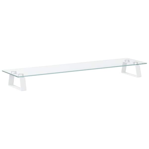 vidaXL monitorialus, valge, 80x20x8 cm, karastatud klaas ja metall