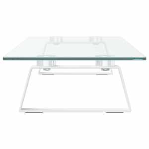 Stojan na monitor bílý 80 x 20 x 8 cm tvrzené sklo a kov - obrázek 5