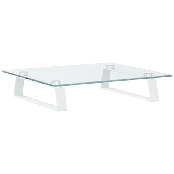vidaXL monitorialus, valge, 40x35x8 cm, karastatud klaas ja metall