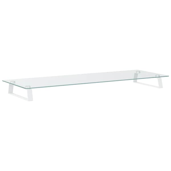 vidaXL monitorialus, valge, 100x35x8 cm, karastatud klaas ja metall