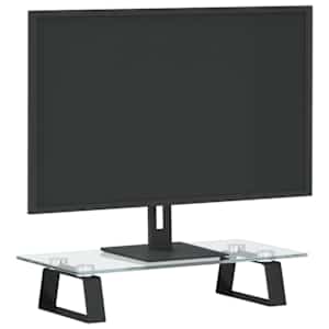 Stojan na monitor černý 40 x 20 x 8 cm tvrzené sklo a kov - obrázek 3