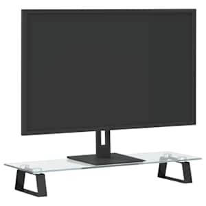 Stojan na monitor černý 60 x 20 x 8 cm tvrzené sklo a kov - obrázek 3