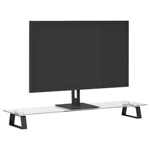 Stojan na monitor černý 80 x 20 x 8 cm tvrzené sklo a kov - obrázek 3