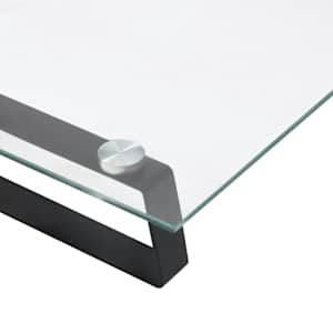 Stojan na monitor černý 100 x 20 x 8 cm tvrzené sklo a kov - obrázek 7