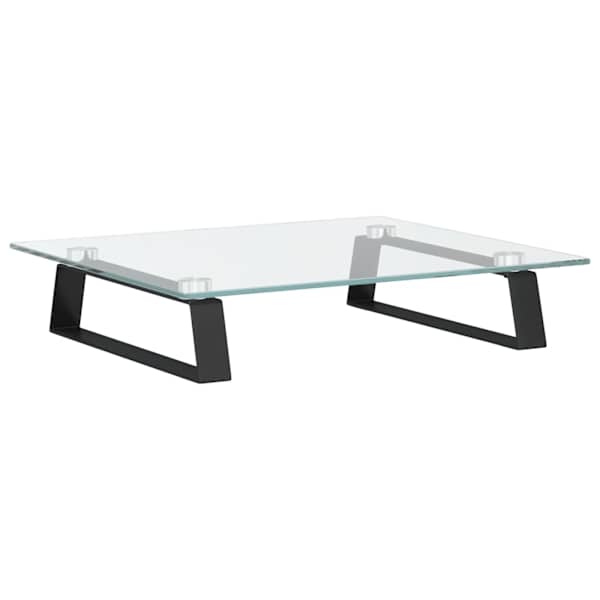 vidaXL monitorialus, valge, 40x35x8 cm, karastatud klaas ja metall