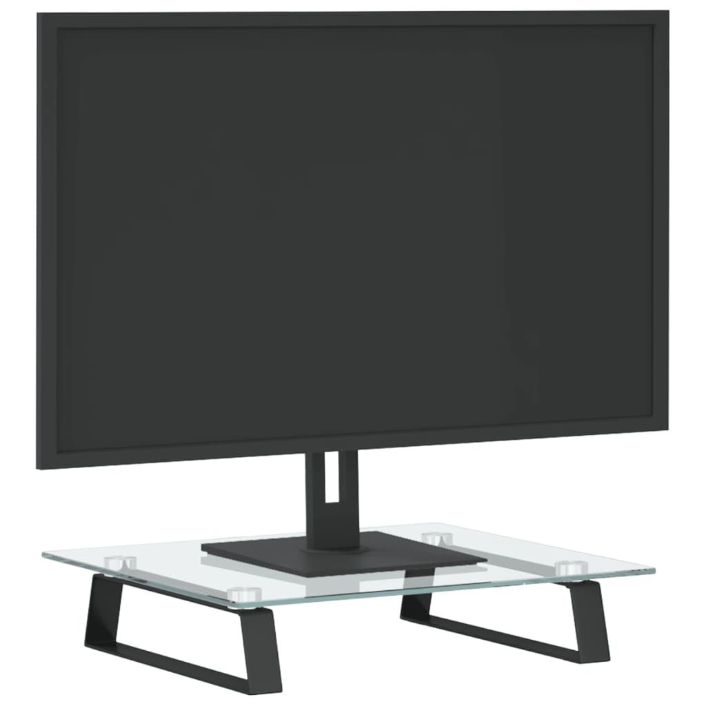  Stojan na monitor čierny 40x35x8 cm tvrdené sklo a kov