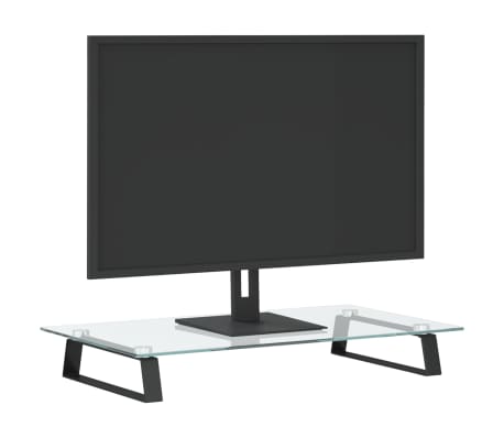 vidaXL Monitorstandaard 60x35x8 cm gehard glas en metaal zwart