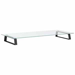 Stojan na monitor černý 80 x 35 x 8 cm tvrzené sklo a kov - obrázek 2