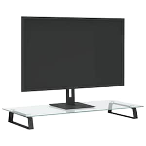 Stojan na monitor černý 80 x 35 x 8 cm tvrzené sklo a kov - obrázek 3