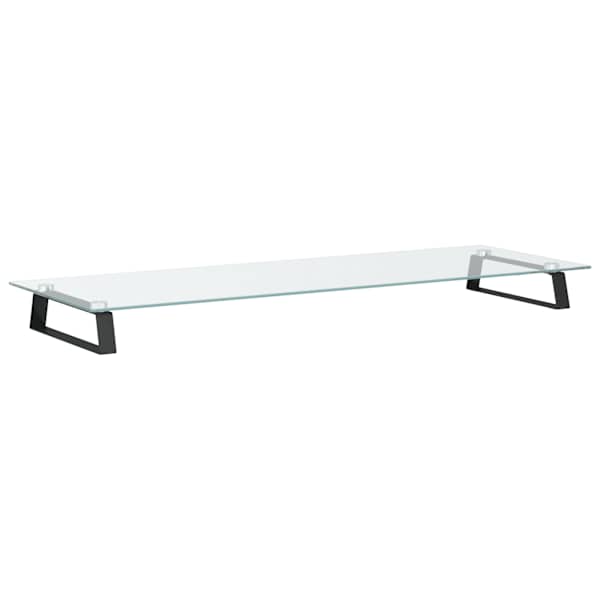vidaXL monitorialus, valge, 100x35x8 cm, karastatud klaas ja metall