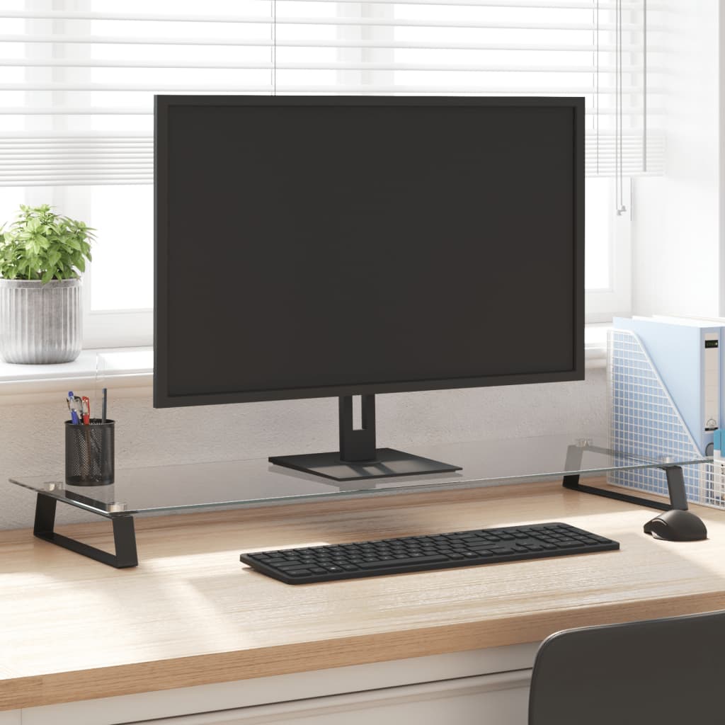 vidaXL Monitorständer Schwarz 100x35x8 cm Hartglas und Metall