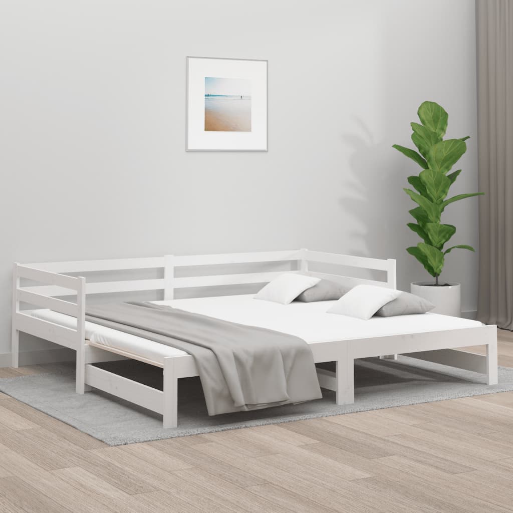 vidaXL Lit de jour avec lit gigogne blanc 90x190 cm bois de pin massif