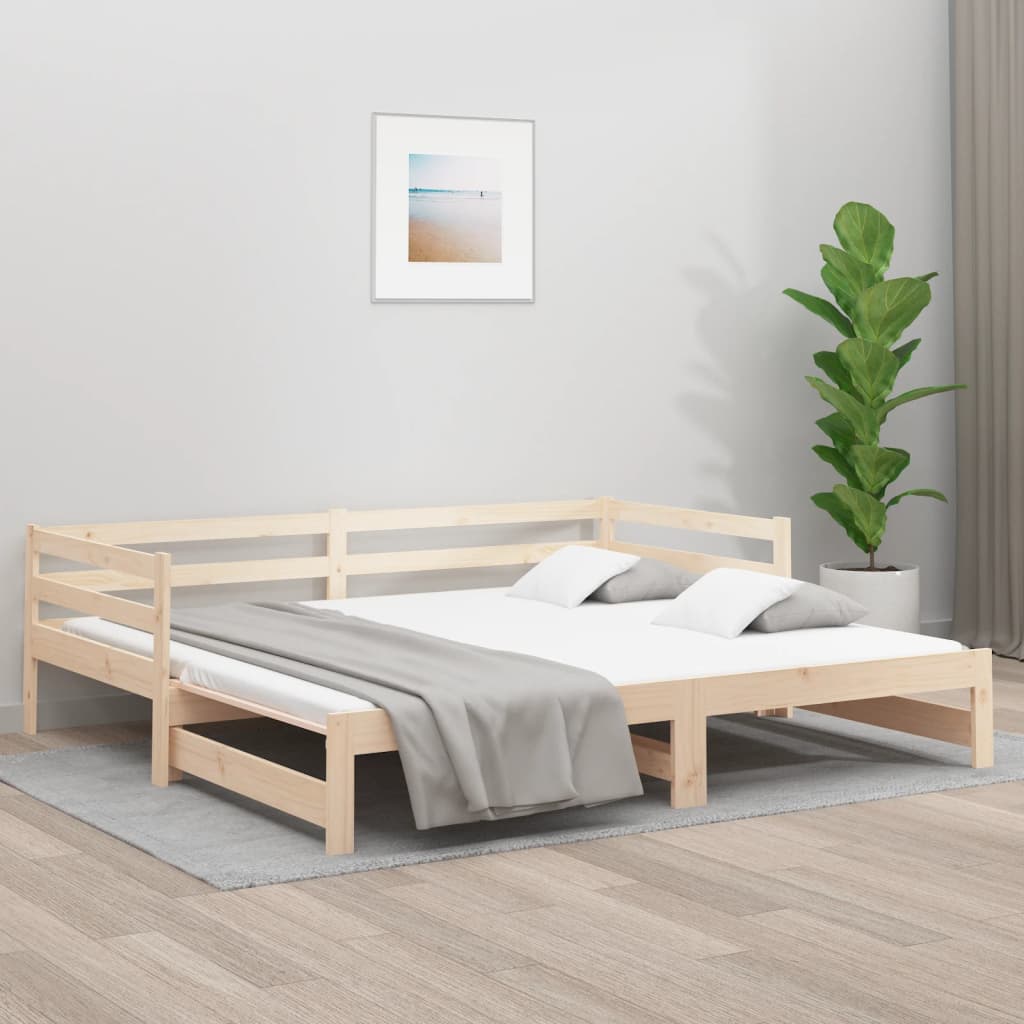 Tagesbett Ausziehbar Weiß 80×200 cm Massivholz Kiefer