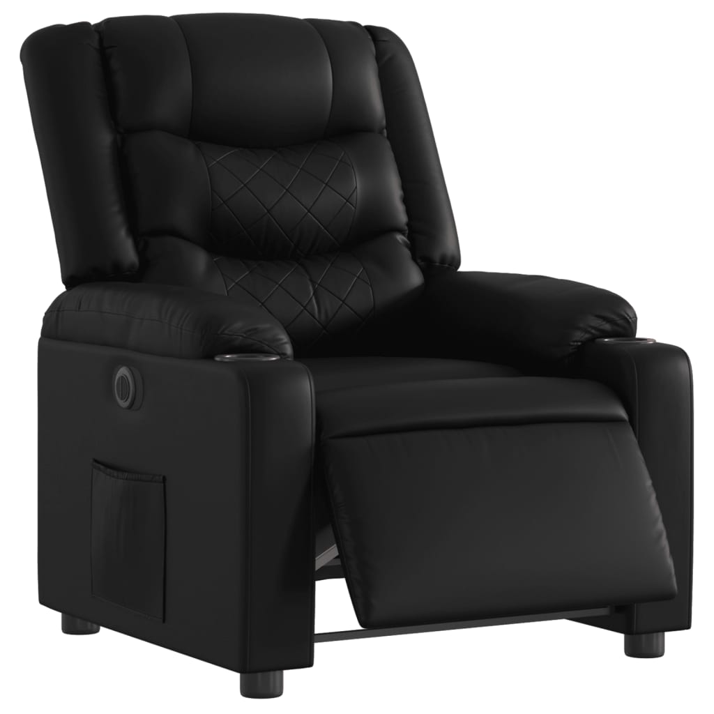 vidaXL Sillón reclinable eléctrico de cuero sintético negro