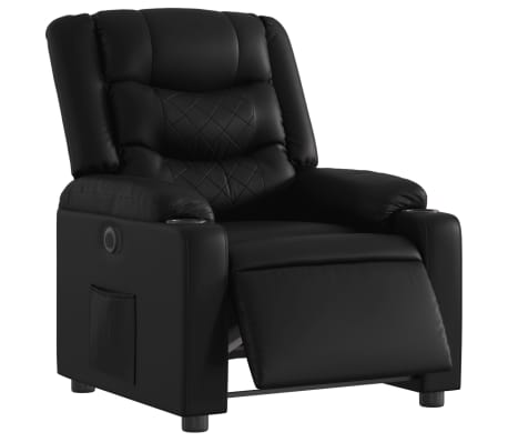 vidaXL Sillón reclinable eléctrico de cuero sintético negro