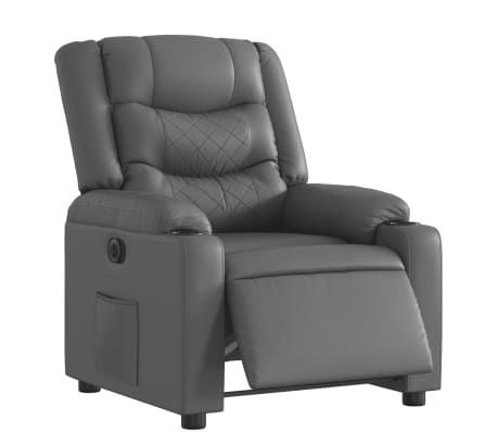 vidaXL Sillón reclinable eléctrico de cuero sintético gris