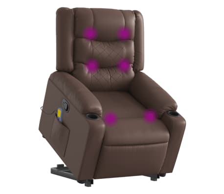vidaXL Fauteuil inclinable de massage Marron Similicuir