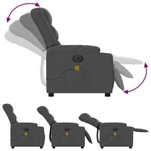 Elektrické masážní polohovací křeslo tmavě šedé textil - obrázek 7