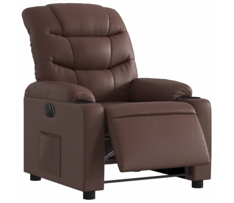 vidaXL Fauteuil inclinable &eacute;lectrique Marron Similicuir