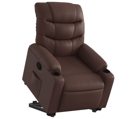 vidaXL Sillón reclinable elevable cuero sintético marrón