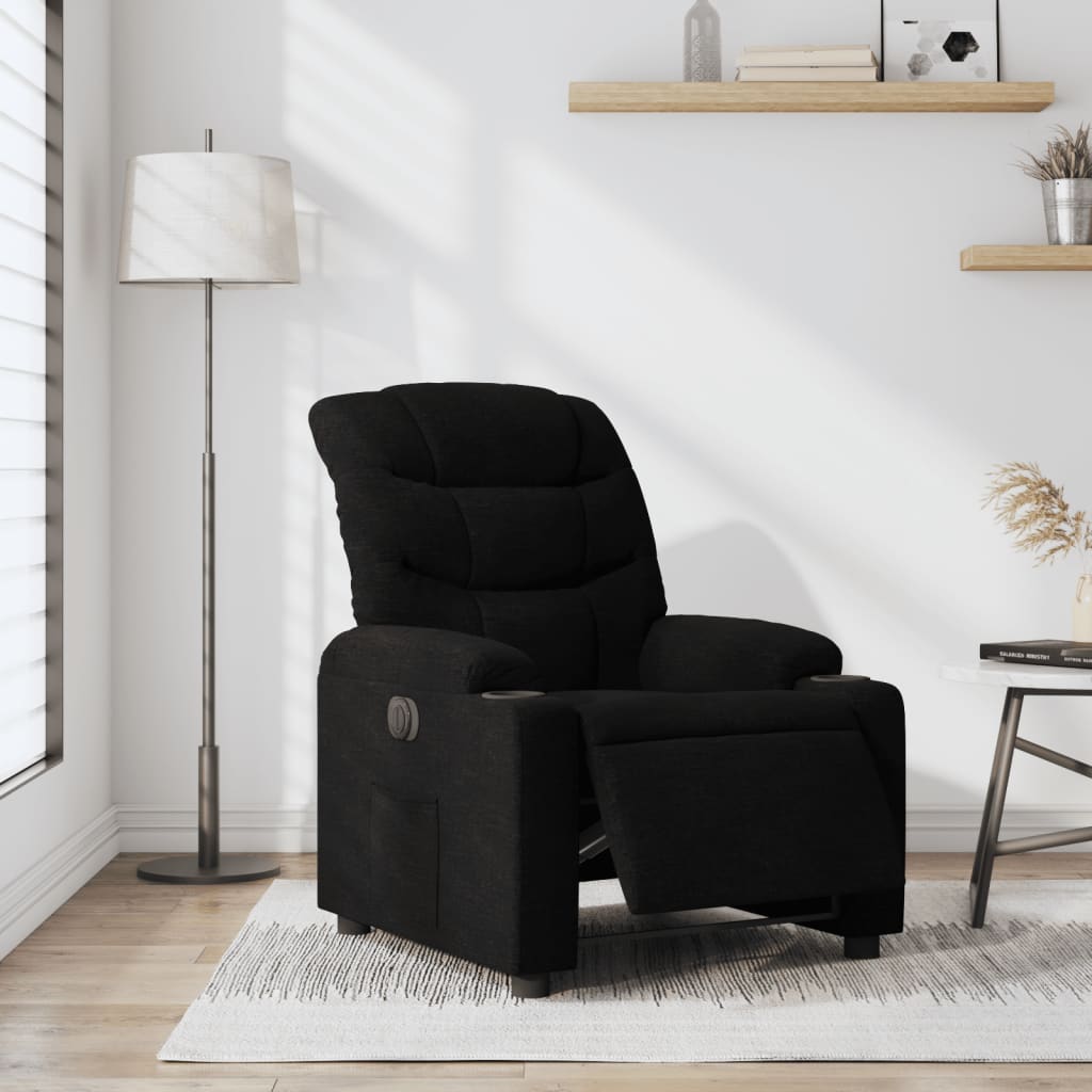 Elektrické polohovací křeslo černé textil - obrázek 15