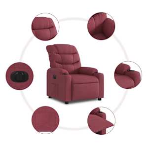 Elektrické polohovací křeslo vínové textil - obrázek 8