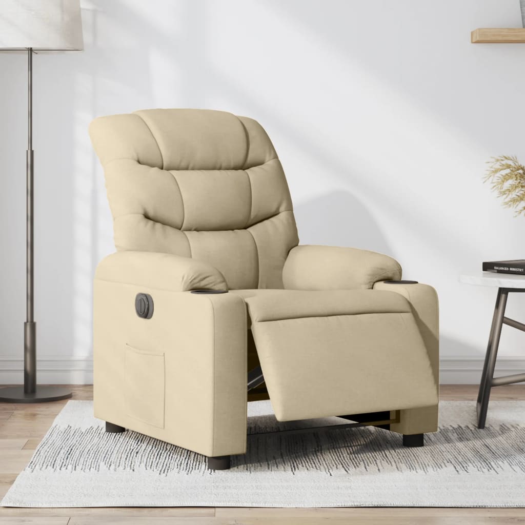 vidaXL Fauteuil inclinable électrique Crème Tissu