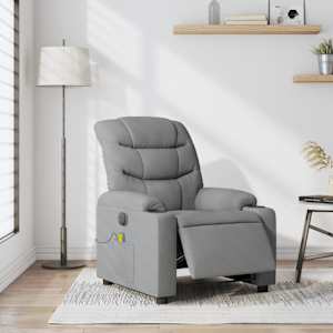 Elektrické masážní polohovací křeslo světle šedé textil - obrázek 15