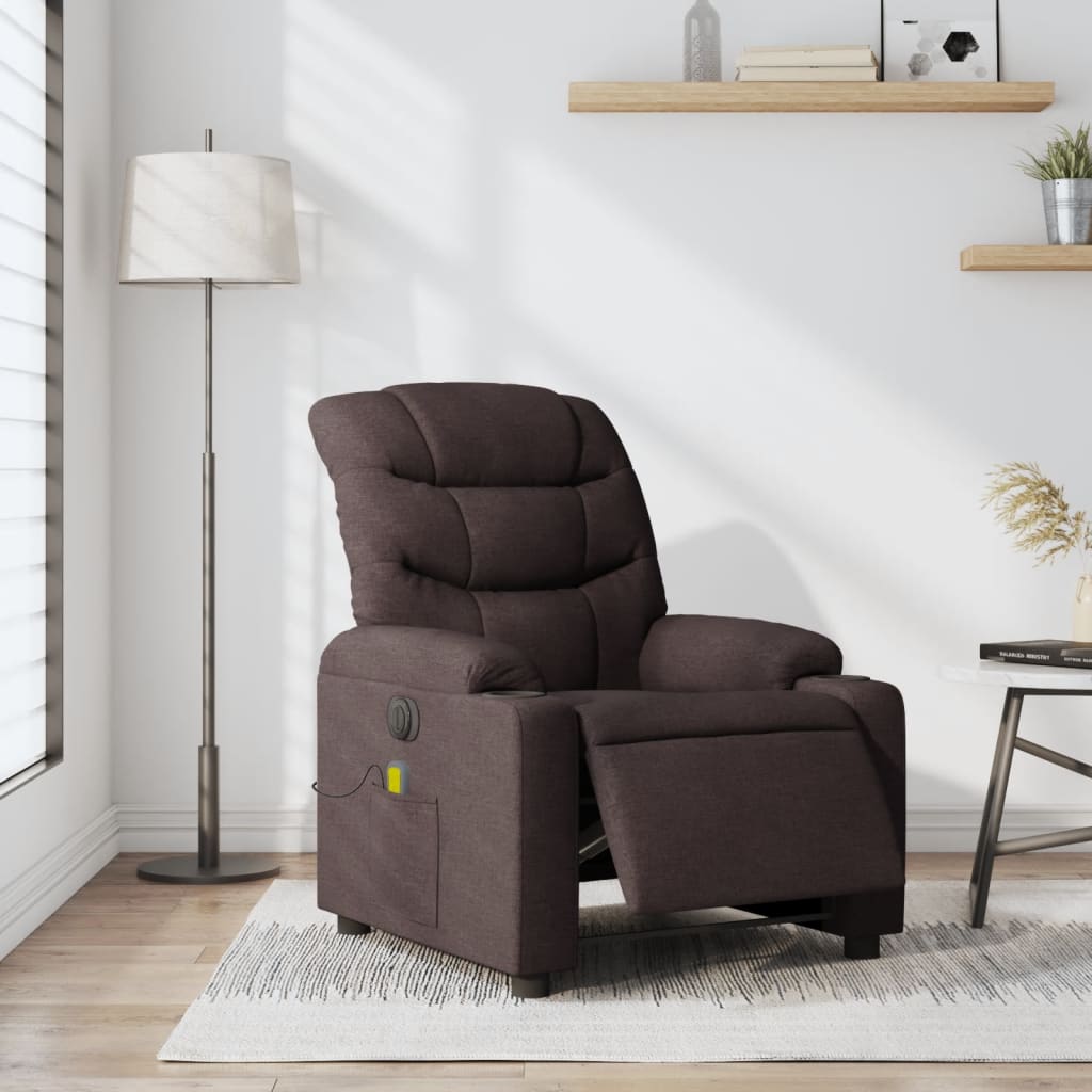Elektrické masážní polohovací křeslo tmavě hnědé textil - obrázek 15