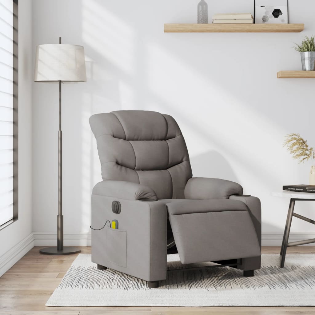 Elektrické masážní polohovací křeslo taupe textil - obrázek 15