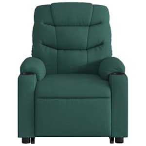 Zvedací masážní polohovací křeslo tmavě zelené textil - obrázek 9