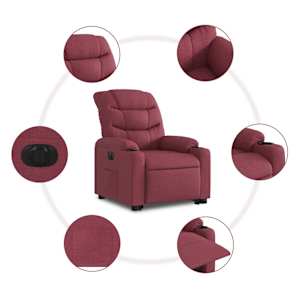Elektrické zvedací polohovací křeslo vínové textil - obrázek 8