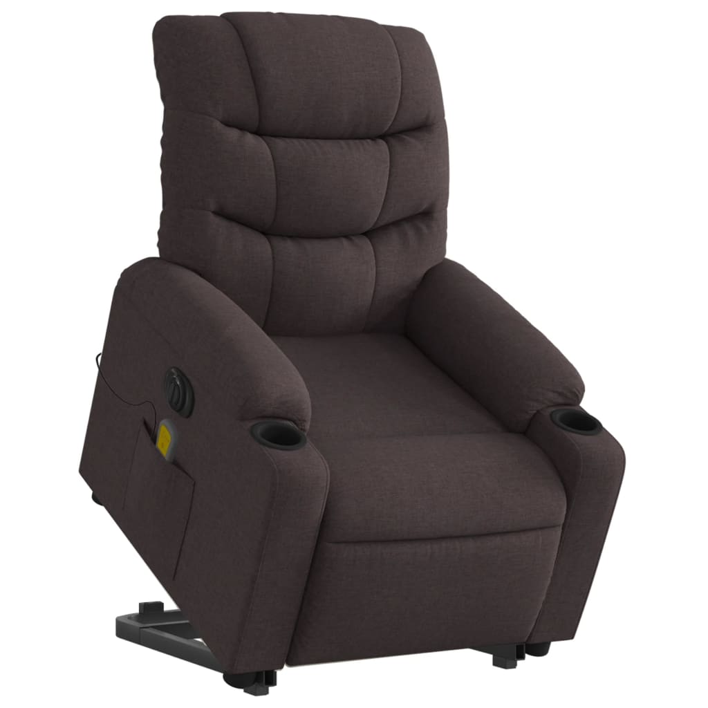 vidaXL Fauteuil inclinable de massage électrique Marron foncé Tissu