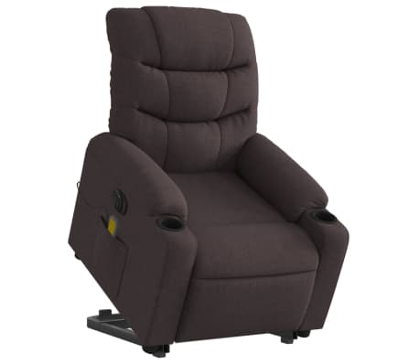 vidaXL Fauteuil inclinable de massage électrique Marron foncé Tissu