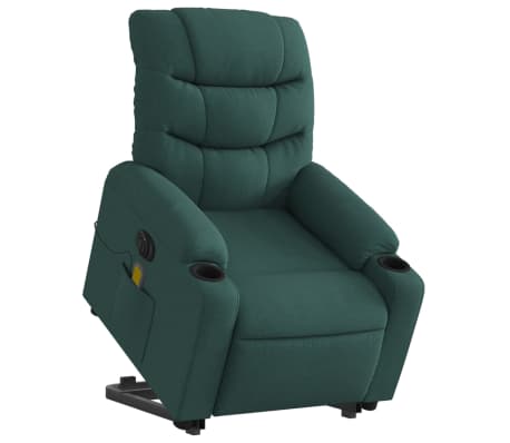 vidaXL Fauteuil inclinable de massage électrique Vert foncé Tissu