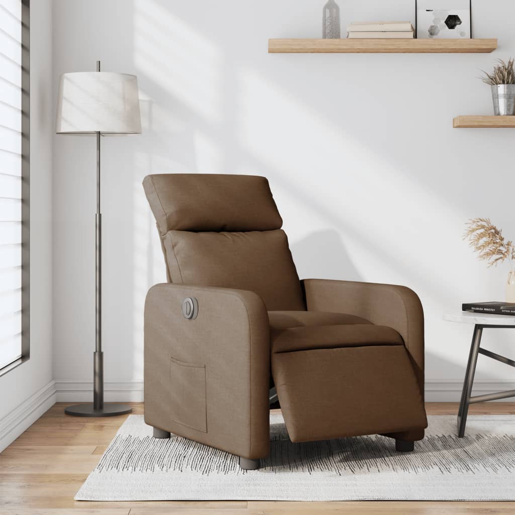Elektrické polohovací křeslo hnědé textil - obrázek 15