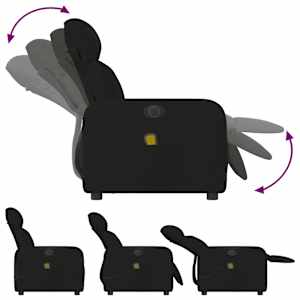 Elektrické masážní polohovací křeslo černé textil - obrázek 7