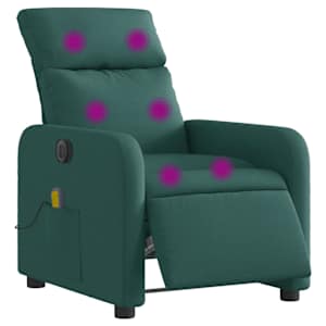 Elektrické masážní polohovací křeslo tmavě zelené textil - obrázek 3