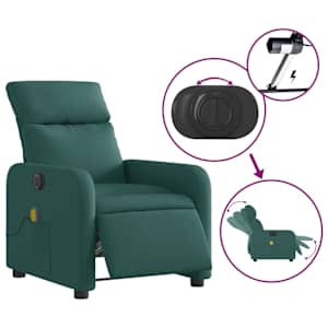 Elektrické masážní polohovací křeslo tmavě zelené textil - obrázek 6
