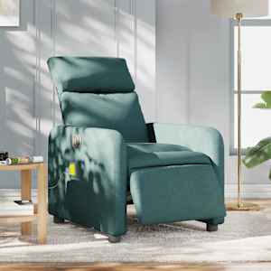 Električni masažni naslanjač temno zeleno blago